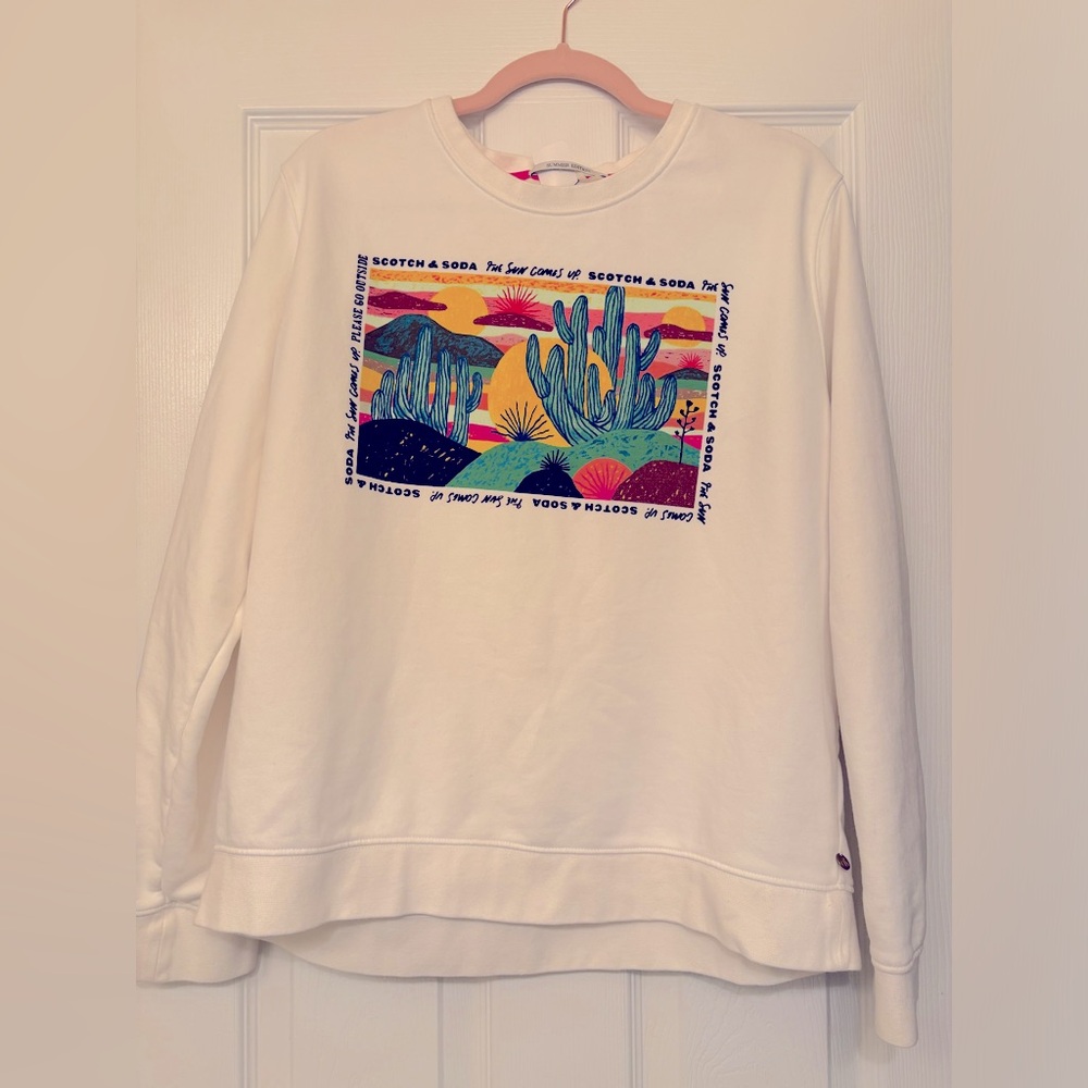 Scotch & Soda Relaxed-fit sweat with cactus graphic print Size L NWOT